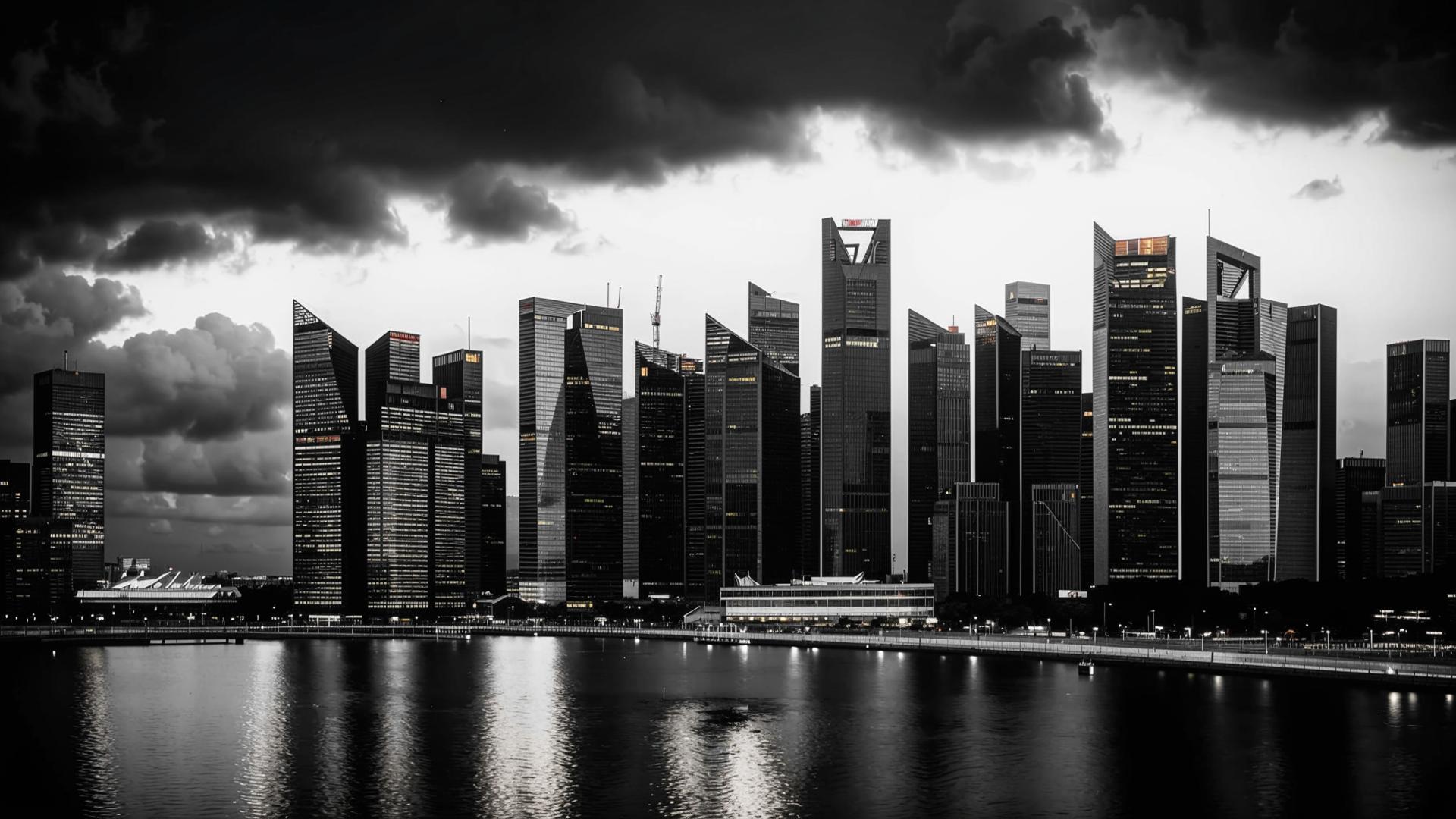 Modern financial district skyline