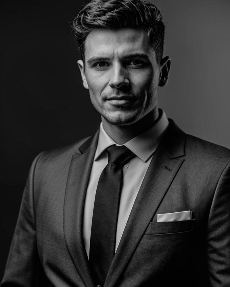 Portrait noir et blanc du CEO