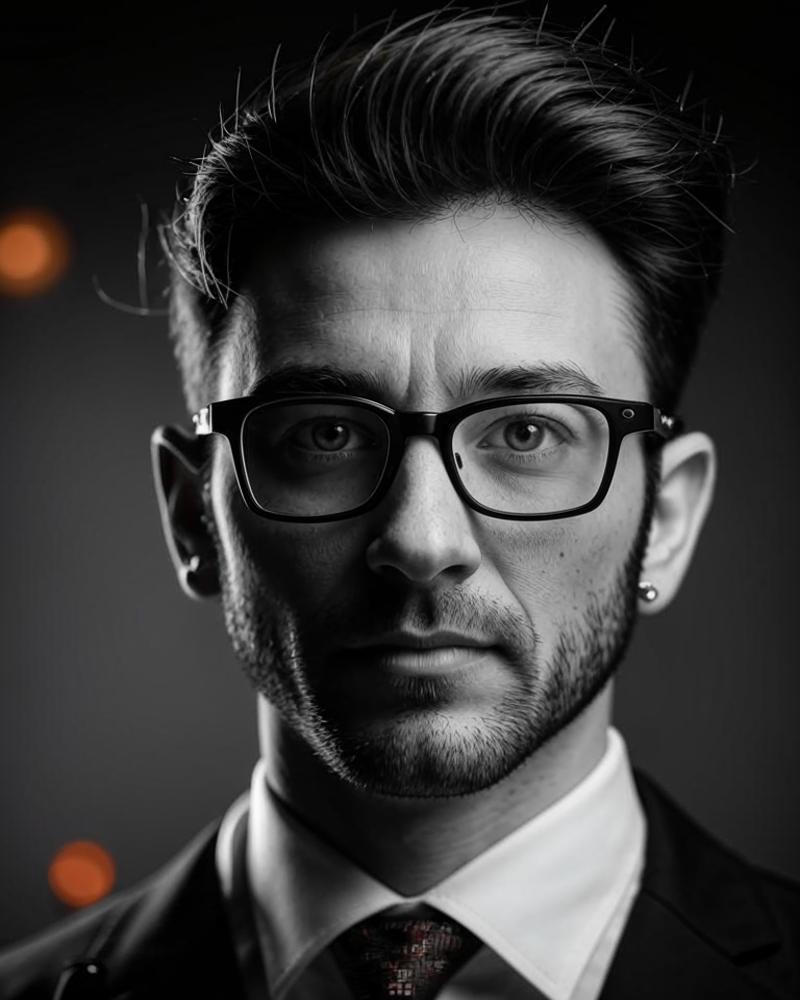 Portrait noir et blanc du data scientist
